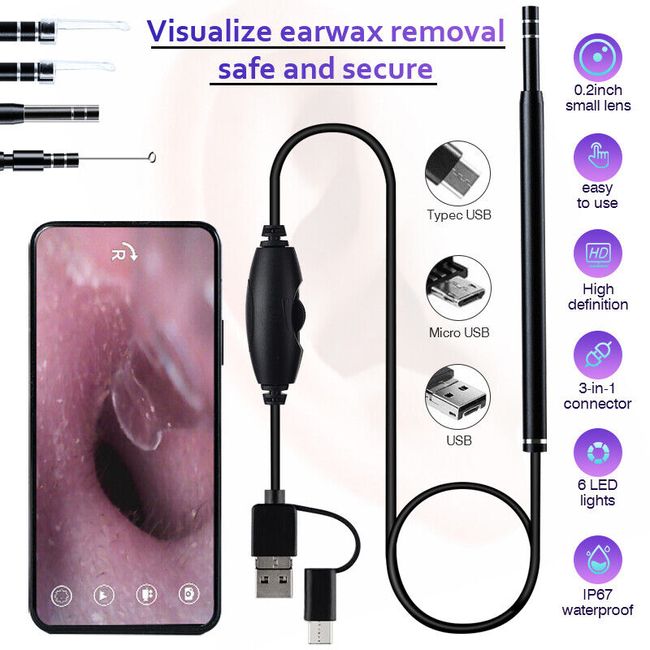 Ear Wax Removal Kit Endoscope Otoscope Cleaning Tool LED Light Earwax Pick Set