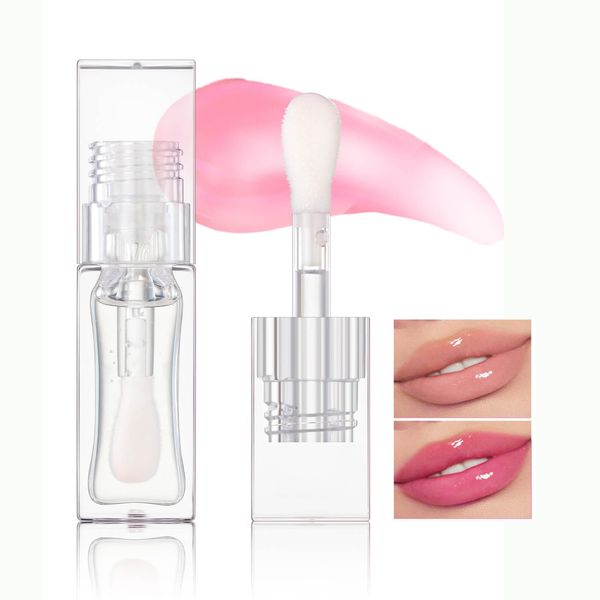 Panarciss Color Changing Lip Oil, Temperature Color Change Lip Gloss, Transparent Plumping Lip Oil, Non Sticky, Lightweight, Shiny Lip Tint Oil for Lip Care (#06 Clear to Pink Without Glitter)