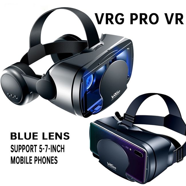 3D VR Headset with Controller Virtual Reality Smart Glasses Helmet 7in  Lenses