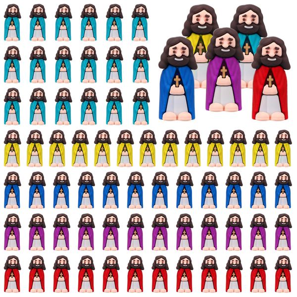 Bememo 100 Pcs Little Jesus Figures Original Design Mini Rubber Jesus Toys to Hide and Seek Christmas Religious Party Favors Sunday School Baptism Gifts