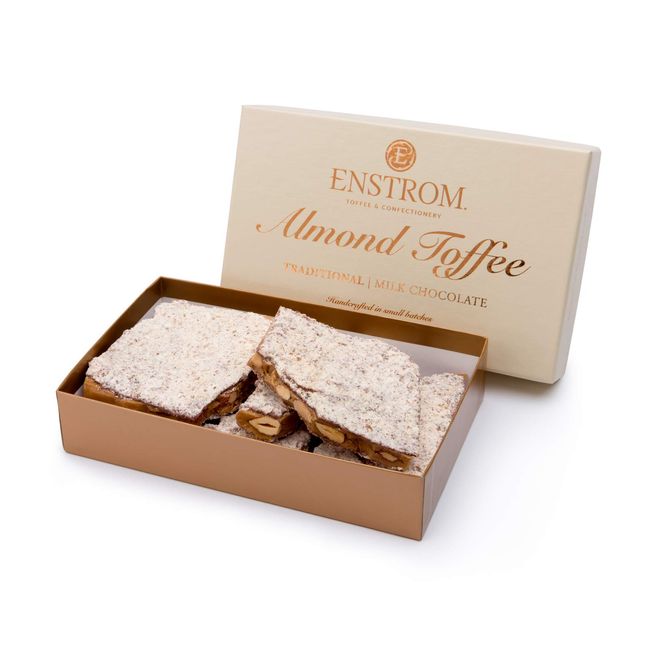 Enstrom Milk Chocolate Almond Toffee 1lb box | Handcrafted | Gluten Free | Kosher Dairy | All Natural