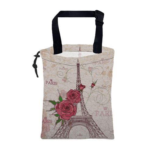 KXWQTRDD Car Trash Bag Pink Eiffel Tower and Roses Leak-Proof Waterproof Car Garbage Bag with Drawstring Foldable Canvas Trash Bin with Adjustable Buckle for Car Accessories, Travelling, Camping