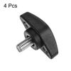 sourcing map 4pcs Tee Wing Knobs Thumb Screws M6 x 8mm Standard Male Thread Plastic T Knobs Handles Hand Clamping Thumbscrew, Black