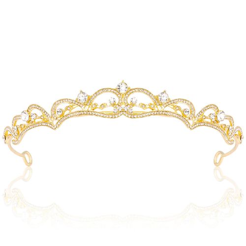 Vovii Gold Tiaras and Crowns for Women, Rhinestone Princess Crowns for Women Girls, Small Gold Tiara Crown Headband for Women Halloween Costume Party Prom Bride Birthday