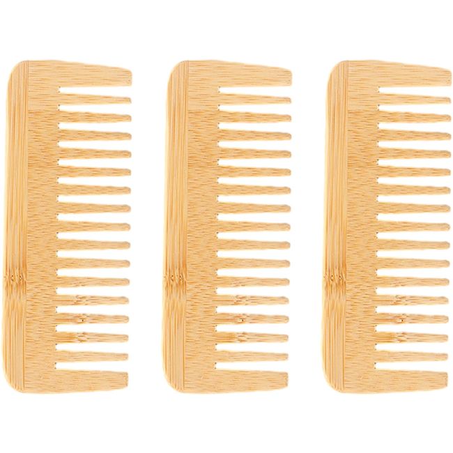 3 Pcs Wide Tooth Comb, Natural Wooden Comb Styling & Detangling Comb Wooden Hair Comb for Women Girls Curly Wavy Thick Straight Hair