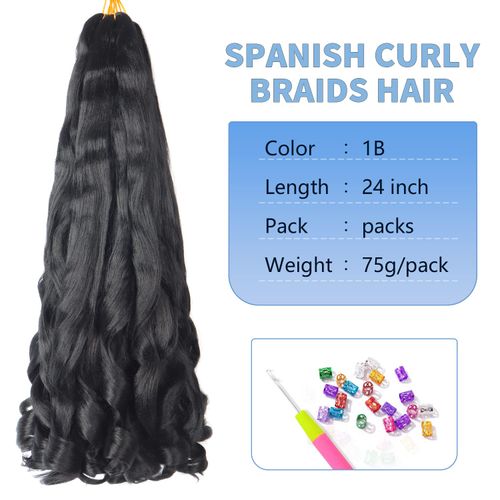 22 inch French Curly Braiding Hair 8 Pack Loose Wavy Spiral Curl Braids Crochet Hair Deep Wave Synthetic Extensions Pre Stretched Bouncy Braiding Hair (22 inch, 1B)