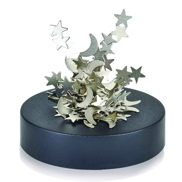 ArtCreativity Magnetic Moons and Stars Sculpture, Set of 2, Fun Office Desk Accessories, Stress-Relief Magnet Fidget Toys for Adults, Stocking Stuffers and Educational Development Toys for Kids