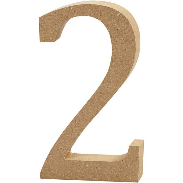 Creativ"2" MDF Number, Brown, 13 x 2 cm