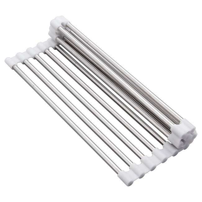 Comolife Extendable Stainless Steel Dish Drying Rack, Folding, Cutting Board Holder, Rust Resistant, Sink, Kitchen, Work Space, Narrow Kitchen, Convenient, 20.5 x 9.3 inches (52 x 23.5 cm), Load