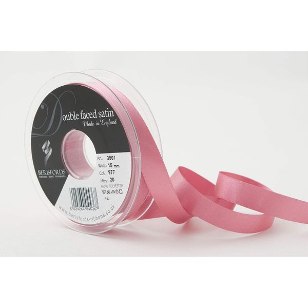 Berisfords Double FACE Poly Satin Ribbon, Mauve, 15 mm