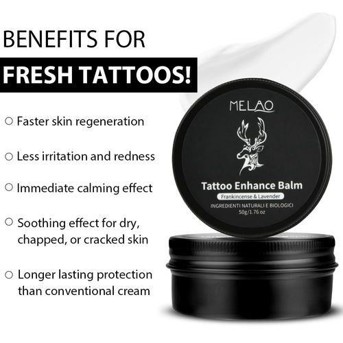 Tattoo Cream, Tattoo Butter, Premium Tattoo Care with Vegan Formula and Natural, Daily Care & Aftercare for Tattooed Skin, Optimal Tattoo Protection, 50 g