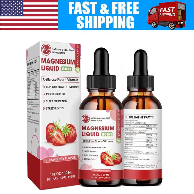 (2 Pack) 1000MG Magnesium Liquid Drops Improve Sleep,Nerve,Joint High Absorption