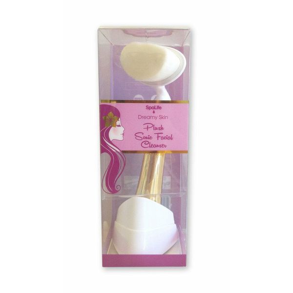 SpaLife Dreamy Plush Sonic Cleansing Facial Brush - Gold NEW