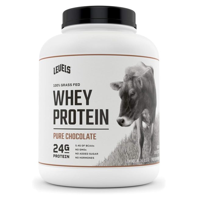 Levels Grass Fed 100% Whey Protein, No GMOs, Pure Chocolate, 5LB