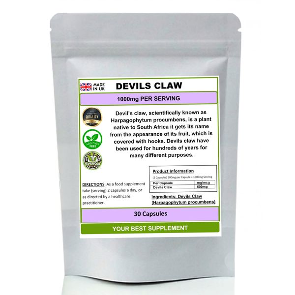 Devils Claw Capsules 100% Natural Pure no additives (Harpagophytum) (30)