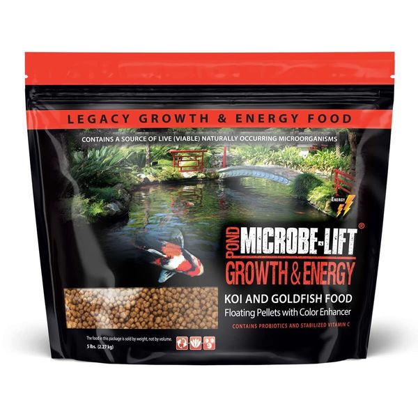 MICROBE-LIFT High Growth and Energy Floating Fish Food Pellets for Ponds, Water