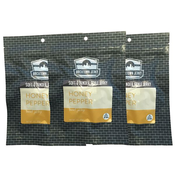 Honey Pepper Soft and Tender Style Best Beef Jerky - 3 PACK - Try Our Best Tasting Soft Beef Jerky - 7.5 total oz.