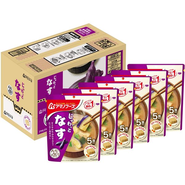 Asahi Group Amano Foods Uchino Miso Soup Eggplant, 5 Meals x 6 Bags