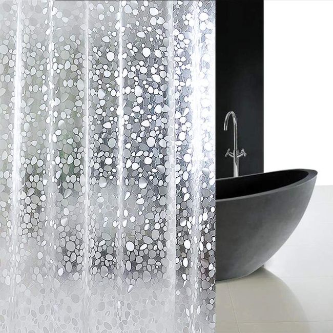 AooYo Shower Curtain, Transparent, 35.4 x 70.9 inches (90 x 180 cm), Stylish, Waterproof, Mildew Resistant, Bathroom Curtain, 3D EVA, Scandinavia, Unit Bath, Blindfold, Thick, Easy to Install, Bath