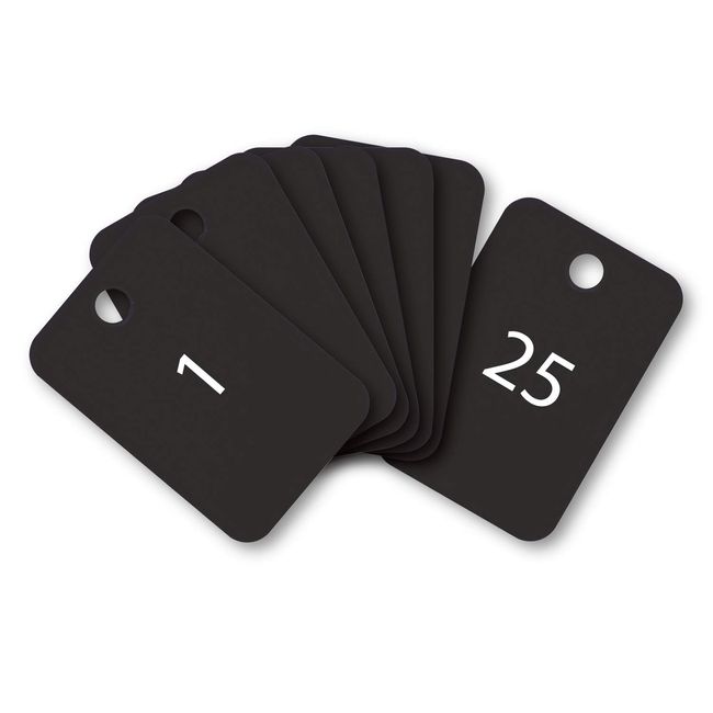 Open Industry BF-54-BK Number Tags, Square Shape, Black, 25 Pieces, 1-25