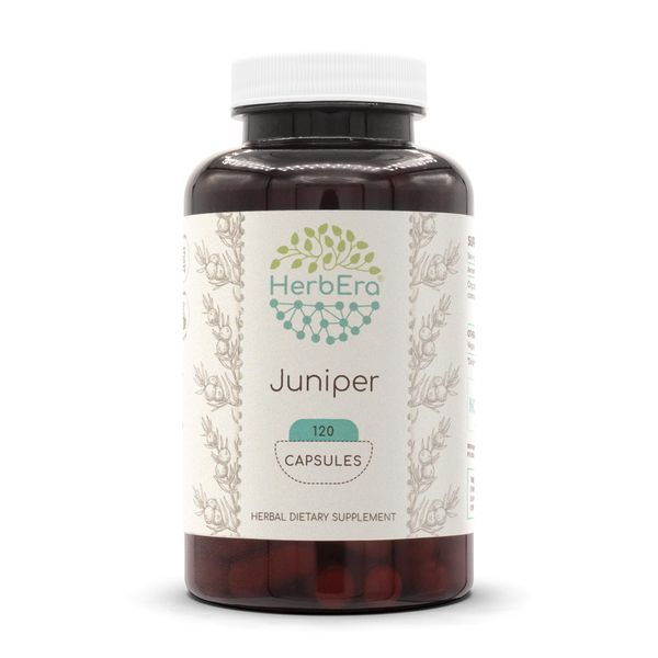 HerbEra Juniper 120 Capsules, 500 mg, Made with Juniper (Juniperus communis) Dried Berry (120 Capsules)