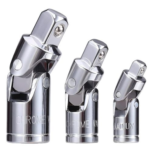 ZIMISI 3PCS Universal Joint Socket Set, 1/4", 3/8", 1/2" Drive Swivel Ratchet Socket Adapter, Chrome Vanadium Steel Wrench Sockets, Automobile Maintenance Modification Accessories