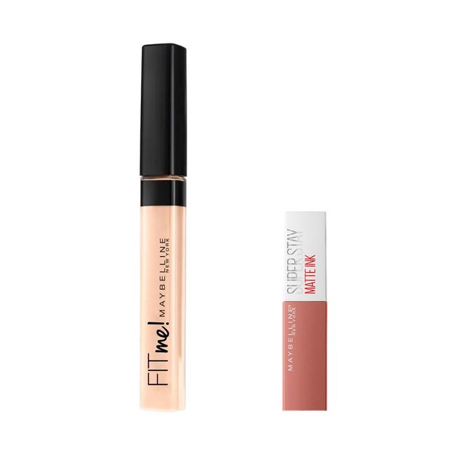 Maybelline New York Fit Me Kapatıcı 15 Fair & Mini Super Stay Matte Ink Likit Mat Ruj 65 Seductress Makyaj Seti