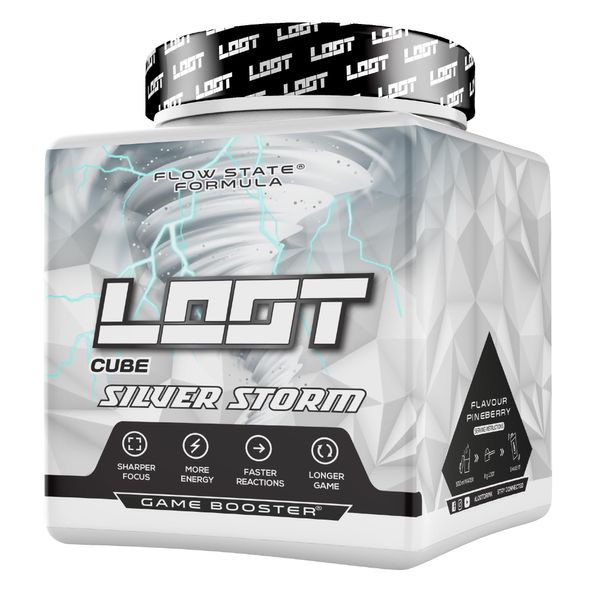 LOOT® - Premium Energy Drink Powder with Flow-State® Formula - 50 Servings (400g) with caffeine - 20 ingredients - Unique Design - concentration and energy formula - Silver Storm