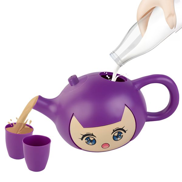 HI-REEKE Toy Tea Set, Magic Teapot Toy Pretend Play Tea Party for Girl-Purple