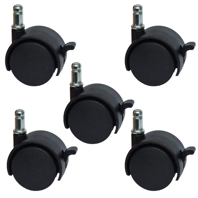 MySit 2" Replacement Office Chair or Stool Caster Wheels - with Brake (Set of 5)