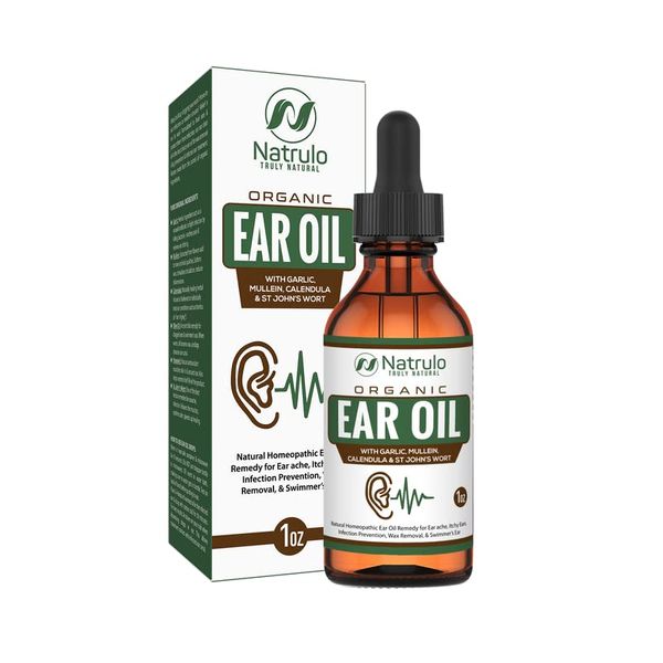 Organic Ear Oil for Ear Infection - Natural Eardrops for Ear Pain, Swimmer's Ear & Wax Removal - Kids, Adults, Baby, & Dog Earache Remedy - Ear Drops with Mullein, Garlic, Calendula Made in USA
