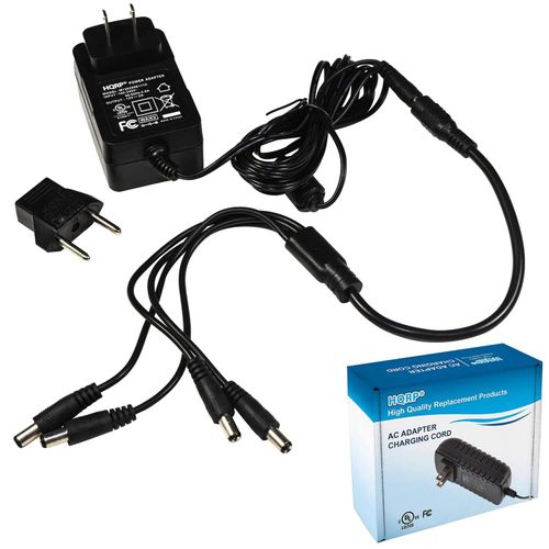 HQRP 12V Power Supply 2A Security Camera AC Power Adapter to 4-Way Power Splitter Cable 100V-240V AC to 12V DC LED Power Adapter Transformers for CCTV AHD DVR Security Camera, RGB LED Strip Light