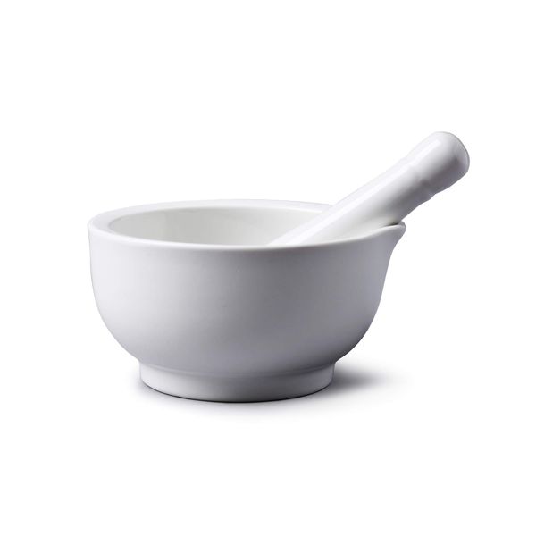 WM Bartleet & Sons 1750 T193 Traditional Porcelain Mortar & Pestle, Herb and Spice Grinder 11cm – White