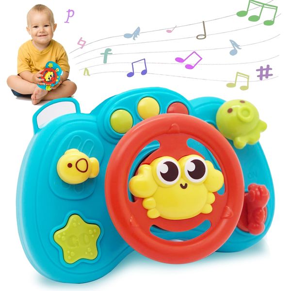 Qumiimet Steering Wheel Toy Baby Boy Learning Toys 6-12 Months Old Toys,6 7 8 9 Month Old Baby Boy Toys,Interactive Baby Toys for 1 Year Old,Kids Driving Steering Wheel Toys for Toddlers 1-3