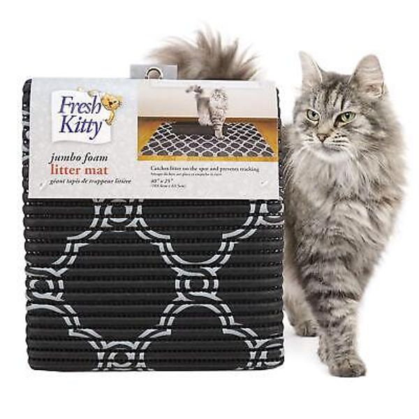 Durable XL Jumbo Foam Litter Box Mat – No Phthalate, Water Resistant, Traps L...