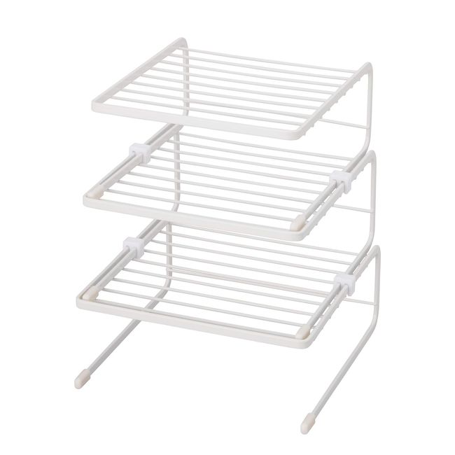 Tenma Dish Rack for Under Sink Storage or Cupboards, Rust-Resistant Design, Makes Effective Use of Limited Space, Perfect for Storing Plates and Cups, 3 Levels, White, Approx. 8.3 x 8.3 x 10.2 inches (21 x 21 x 26 cm)