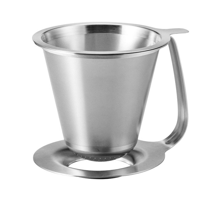 HARIO KDD-02-HSV Double Stainless Steel Dripper Kasuya Model, For 1 - 4 Cups, Hairline Silver