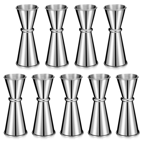 9 Pieces Jigger for Bartending Cocktail Jigger 2 oz 1 oz, 304 Stainless Steel Shot Glass Measuring Cup Shot Measure Jigger Double Japanese Jigger for Bartender Bar Supplies