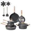 VEVOR 17 Piece Pots and Pans Set Granite Nonstick Kitchen Cookware Induction