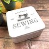 Square Antique Brown Monotone Personalised Vintage Sewing Machine Tin