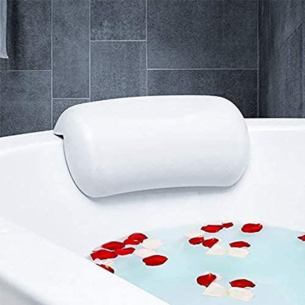 Urhelper SPA Bath Pillow Non-Slip Bathtub Headrest Medium Soft Waterproof Bath Pillows with Suction Cups Easy to Clean Bathroom Accessories 10.2in X 5.1in X 2.7in