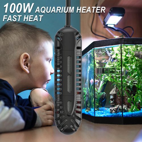 HiTauing Aquarium Heater, 100 W Aquarium Heating Rod with LED Digital Display & 5 Safety Protection, Submersible Aquarium Heater with 2 Suction Cups and 5.9 ft Cable for 10-20 Gallons Fish Tanks