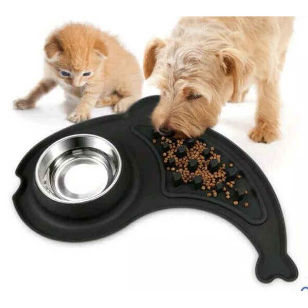 Stainless Steel Non-slip Silicone Pet Bowl 2-in-1 Feeding Bowl for Hunting