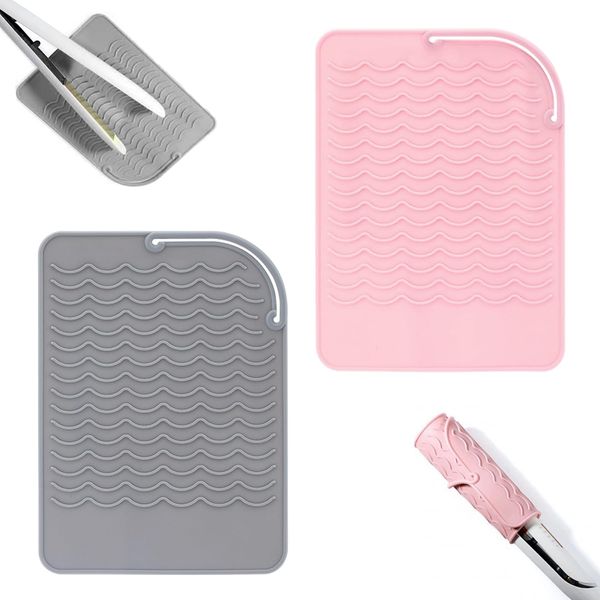 SYEYCW 2 Pcs Heat Proof Mat for Hair Straighteners, Silicone Heat Resistant Mat, Multifunctional Non-Slip Travel Mat Pad, for Hair Straightener, Curling Irons, Flat Iron, Hot Hair Styling Tools