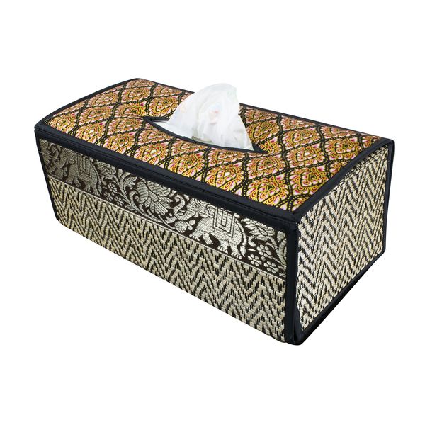 CCcollections Handmade Reed Tissue Box Cover Case - Eco-Friendly Materials (B Black)