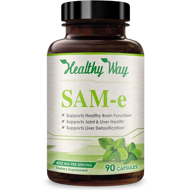 Healthy Way SAM-e - S-Adenosyl Methionine 400mg, 90 Capsules Non GMO