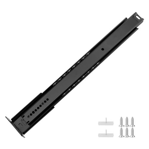LONTAN 1 Piece Black Center Mount Drawer Slides 20 Inch - Bottom Centered Drawer Mount 3/4 Extension Heavy Duty Drawer Glides for Cabinets, Dressers, and Furniture – Smooth and Quiet Operation