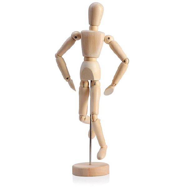 Gliederpuppe Holz 30cm Modellpuppe Verstellbare Gliederpuppe mit Sockel für Zeichnen, Malen, Kunst, Modellfigur Zeichenpuppe Holz Holzpuppe zum Zeichnen für Anfänger, Profis und Künstler
