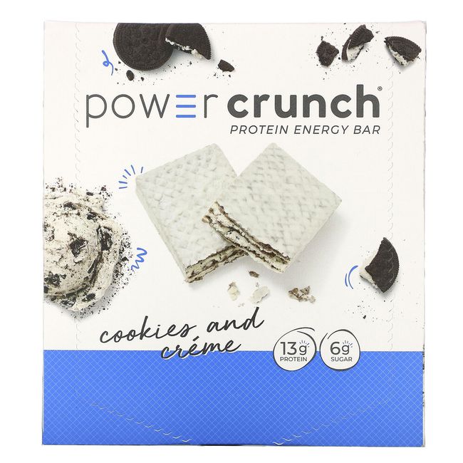 Power Crunch Protein Energy Bar, Cookies and Crème, 12 Bars, 1.4 oz (40 g) Each