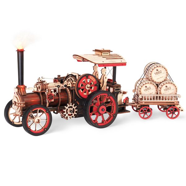 Wowood 3D Wooden Puzzles for Adults, Steam Locomotive Model Cars Kits for Adults, 3D Wood Puzzle Adult, Valentines Day Gift Model Building Kits, Train/Hobbies/Crafts for Adults Kids